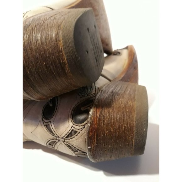 Pecos Bill Women's Leather Beige Embroidered Snip - Picture 7 of 7